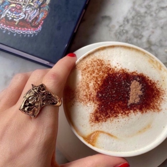 ALEXIS BITTAR• NEW Gleaming Gold Sculpted Panther Head Crystal Power Ring size 7 - Picture 8 of 15